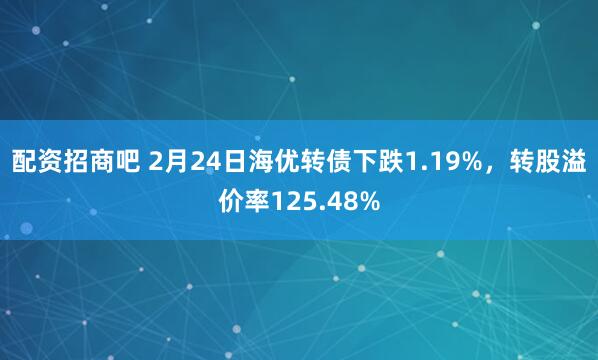 配资招商吧 2月24日海优转债下跌1.19%，转股溢价率125.48%