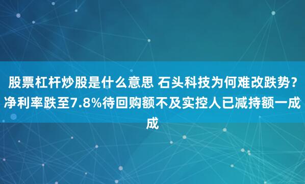 股票杠杆炒股是什么意思 石头科技为何难改跌势？净利率跌至7.8%待回购额不及实控人已减持额一成