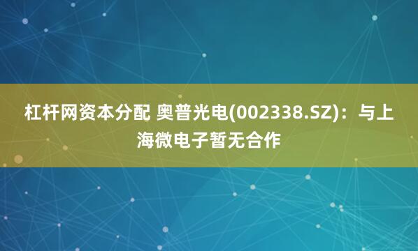 杠杆网资本分配 奥普光电(002338.SZ)：与上海微电子暂无合作