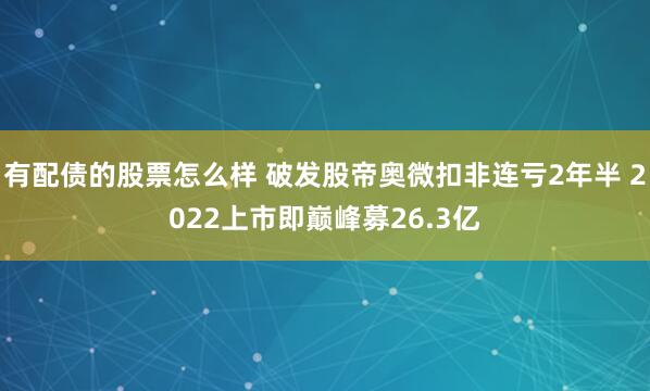 有配债的股票怎么样 破发股帝奥微扣非连亏2年半 2022上市即巅峰募26.3亿