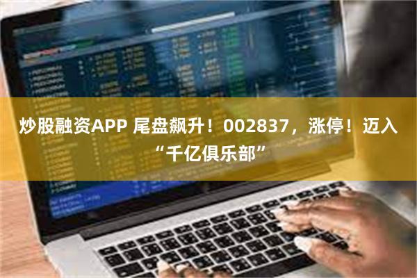 炒股融资APP 尾盘飙升！002837，涨停！迈入“千亿俱乐部”